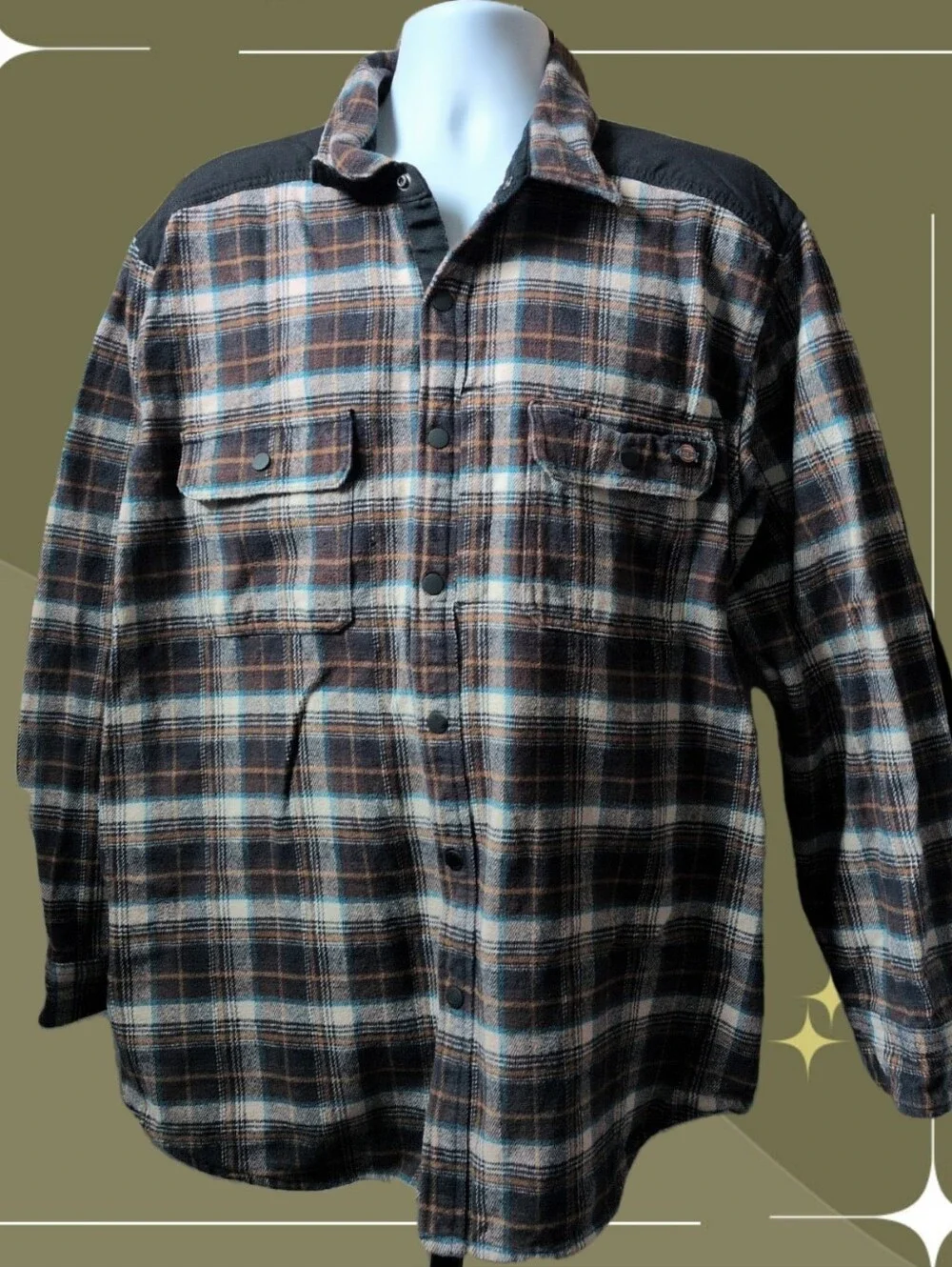 ✨DICKIES Heavyweight Brawny Flannel Chocolate Brown Plaid 2XL